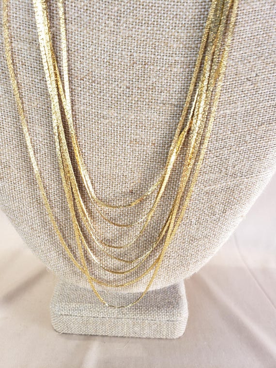 Vintage Monet Gold Plated Seven Strand Silky Necklace View 4