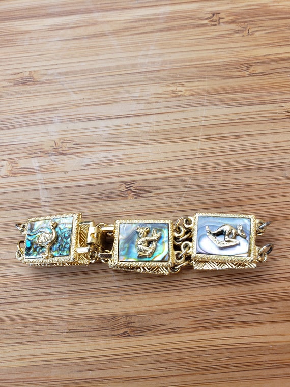 Vintage Australia Souvenir Bracelet Gold Tone wit… - image 10