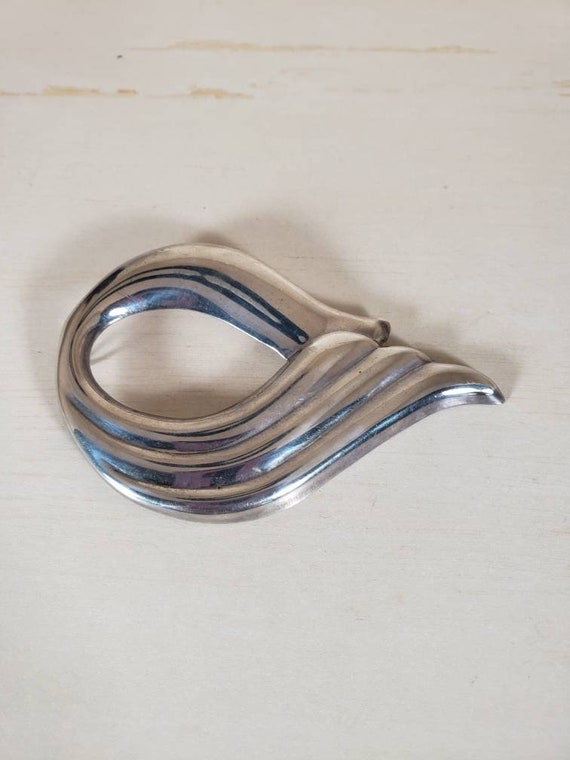 Vintage Sterling Pendant Brooch Modernist Swirl E… - image 3