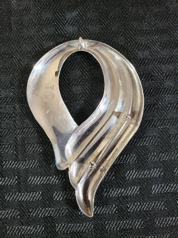 Vintage Sterling Pendant Brooch Modernist Swirl E… - image 6