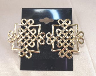 Pendientes vintage de plata de ley bañados en oro con nudo celta, réplicas del Museo del Patrimonio HMR