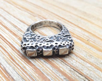 Anillo llamativo apilable de plata esterlina gruesa Dian Malouf DLM, talla 6.5