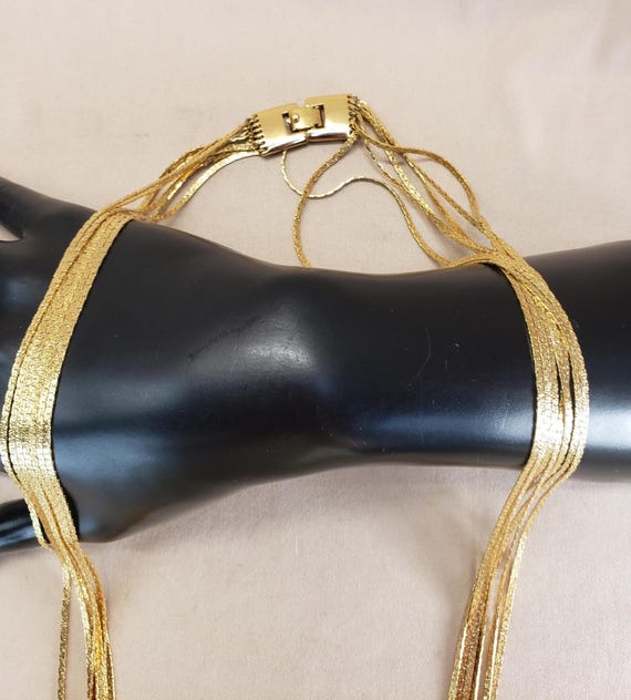 Vintage Monet Gold Plated Seven Strand Silky Necklace View 3