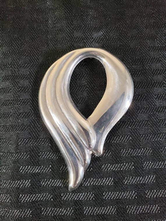 Vintage Sterling Pendant Brooch Modernist Swirl E… - image 1