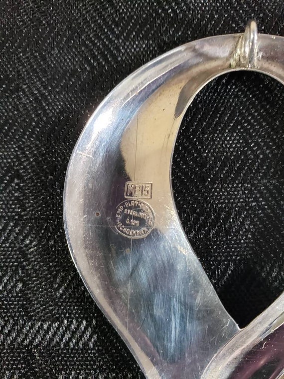 Vintage Sterling Pendant Brooch Modernist Swirl E… - image 8