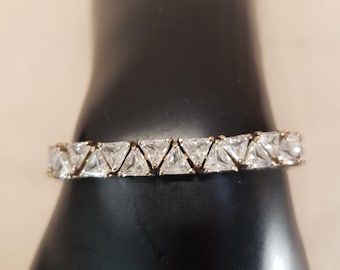 Sterling Silver Vermeil Triangle CZ Tennis Bracelet CL 925