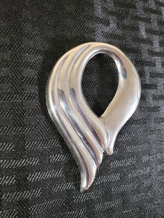 Vintage Sterling Pendant Brooch Modernist Swirl E… - image 10
