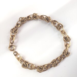 Vintage 12K Gold Filled Textured Oval Link Bracelet Signed J.B. Jacoby Bender