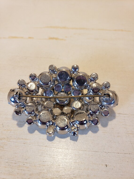 Vintage Clear Crystal Oval Dome Large Brooch - image 6