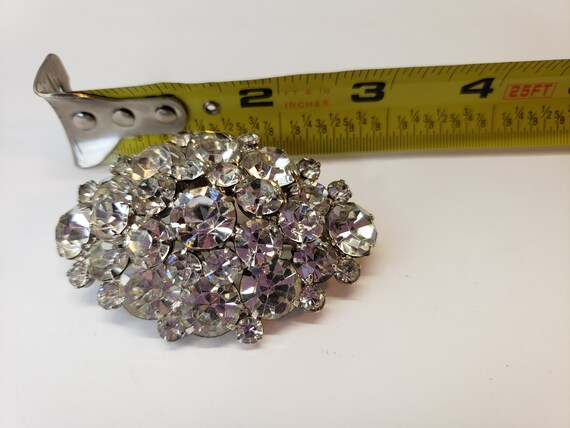 Vintage Clear Crystal Oval Dome Large Brooch - image 4