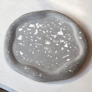 Gray Terrazzo Concrete Tray: Cloud Shaped Jewelry & Candle Holder