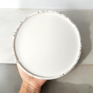 Handmade White Concrete Tray: Bohemian Home Decor Organizer