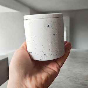 Handmade Terrazzo Concrete Lidded Jar: Spice & Jewelry Box