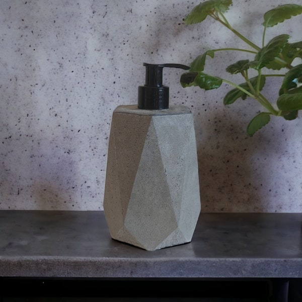 Concrete Liquid Soap Dispenser with Pump, Gray Bathroom Accessory, Cement Bath Sink Lotion Bottle, Customized Home Gift Ideas, New Bath Gift