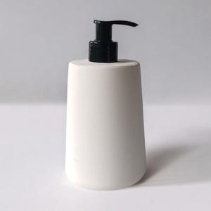 Handmade White Concrete Soap Dispenser: Modern Bath Decor