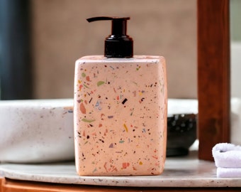 Colorful Concrete Liquid Soap Dispenser, Lotion Bottle with Pump, Bathroom Counter Accessories, Bath Sink Soap Holder, First Home Gift Decor