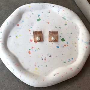 Cloud Shaped Terrazzo Tray: Concrete Trinket Dish, Colorful Organizer