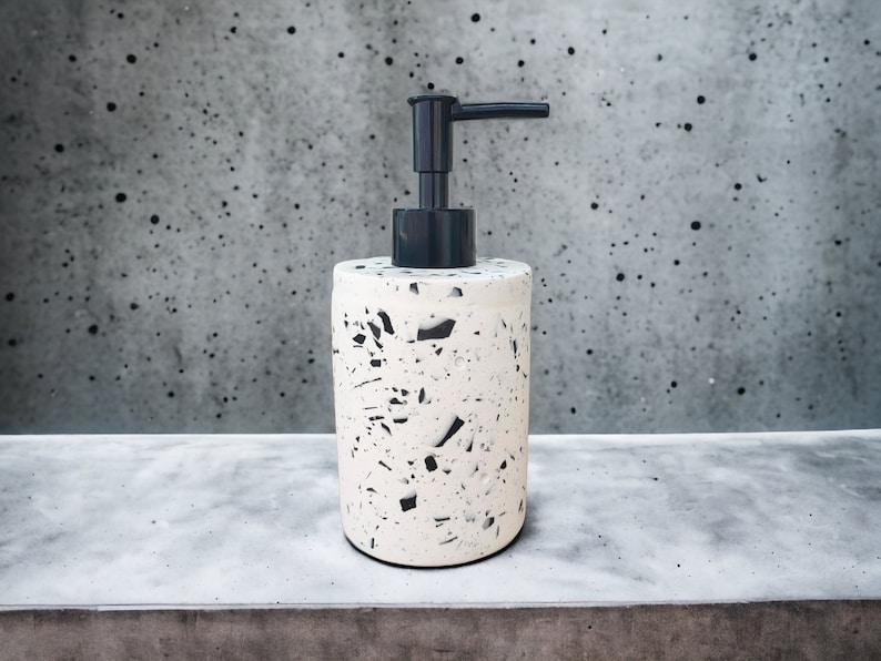 Terrazzo Bathroom Accessory Set Modern Black and White Bath Etsy