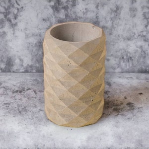 Geometric Concrete Pen Holder: Desk Organizer, Brush Holder