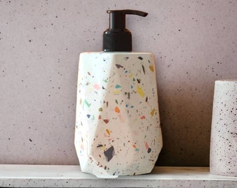 Terrazzo Soap Dispenser: Pastel Concrete Bathroom Accessory
