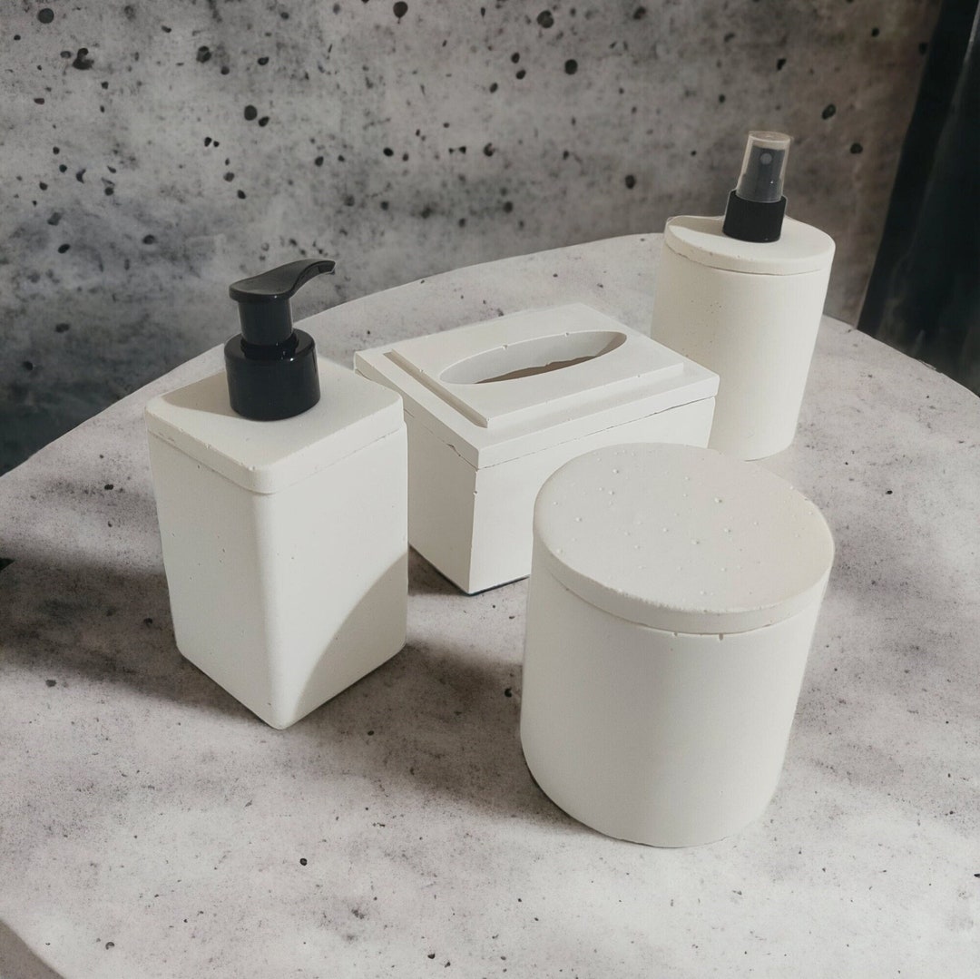 4 Pcs Light Beige Bathroom Accessory Set, Multipurpose Container With