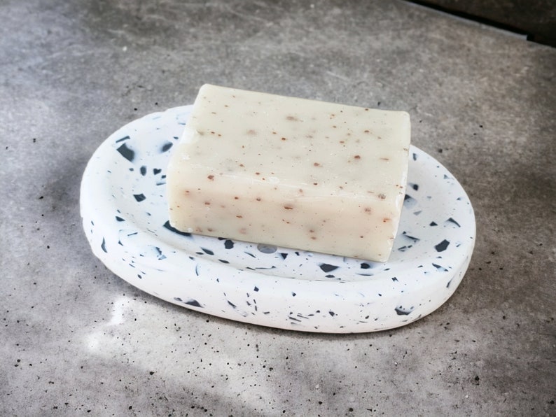 Terrazzo Bathroom Accessory Set Modern Black and White Bath Etsy