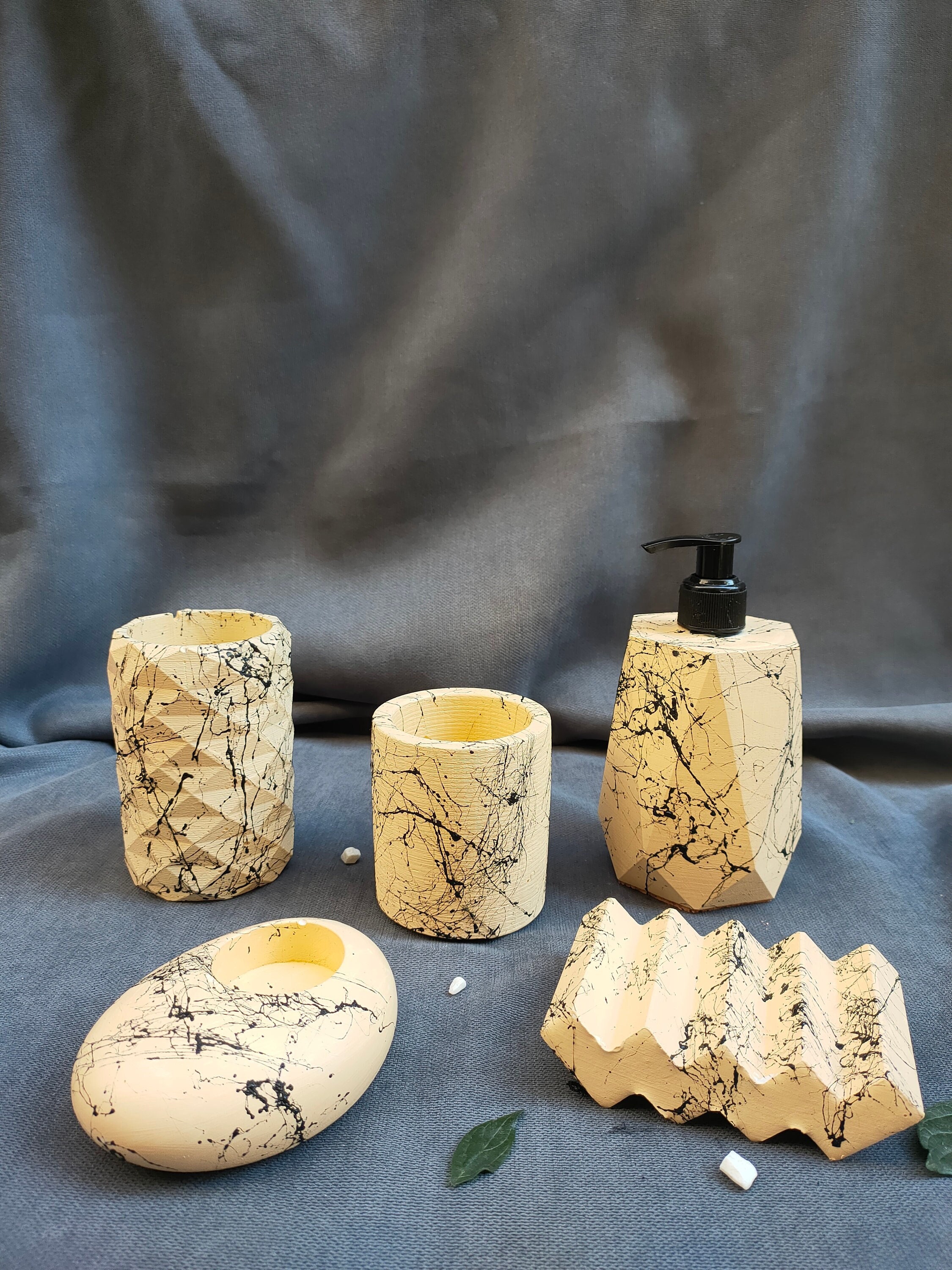 Gelbes Badezimmer Set Badezimmer Zubehör Set Marmor Muster | Etsy