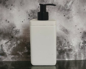 Minimal Concrete Liquid Soap Dispenser with Pump, Beige Bathroom Accessory, Small Bath Body Lotion Bottle