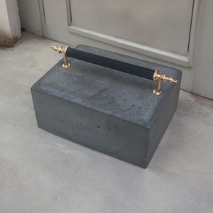 Concrete Weighted Door Stopper, Heavy Door Stopper for Decorative, Unique Door Accessories, Personalized Gray Door Stopper for Front Door