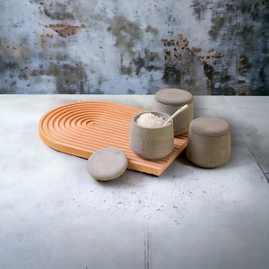 Concrete Jar with Sheltered Lid for Coffee, Spice, Flavor and Dry Food, Lidded Functional Container, Candle Storage Box, Gray Salt Cellar