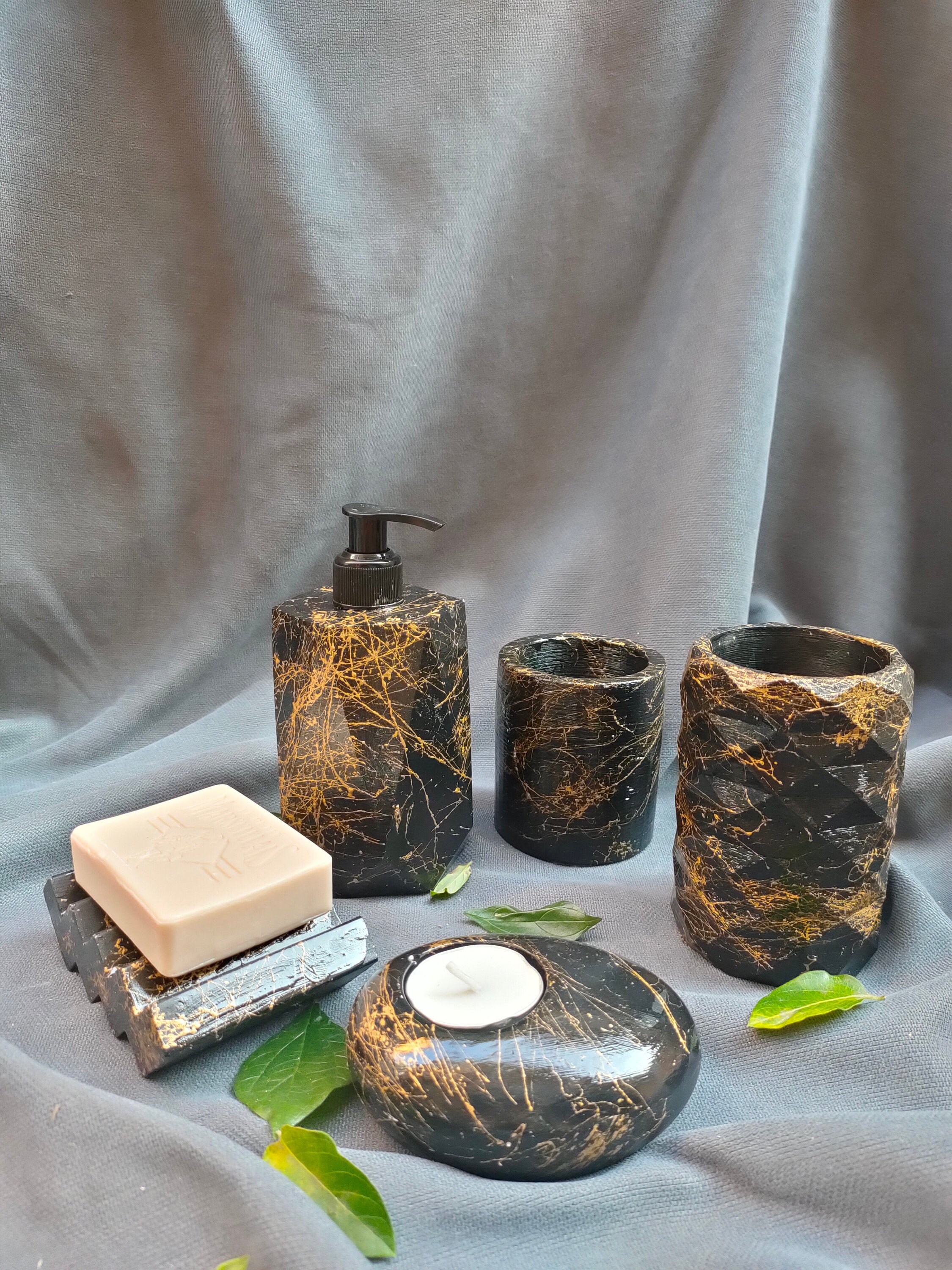 Badezimmer Zubehör Set Marmor Muster Badezimmer Set | Etsy