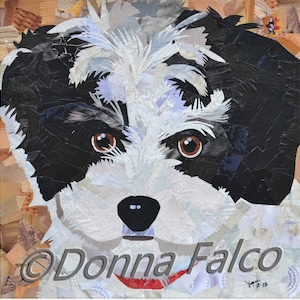 Shih Tzu Puppy  - art print - recycled magazine collage, pet gift, dog wall art, unique, hidden pictures, Coton de Tulear/Poodle/Shih Tzu