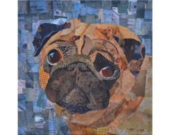 Brown pug art print, pug pet gift, dog wall art, unique, pop art, cute pug face, sad pug, pug memorial, pug frown, pug eyes, adorable pug