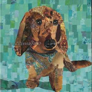 Brown Dachshund Long Ears Art Print, doxie gift, dog lover wall art, unique, hidden pictures, cute dachshund, memorial, dachshund pop art