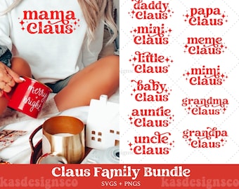 Claus Family Bundle - Christmas svg - Christmas digital file - Christmas bundle - SVG + PNG - Merry Christmas svg - Mama Claus - Claus svg