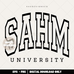Peut inclure: Conception graphique en noir et blanc du texte "SAHM UNIVERSITY" dans une police de caract&egrave;res de style universitaire.