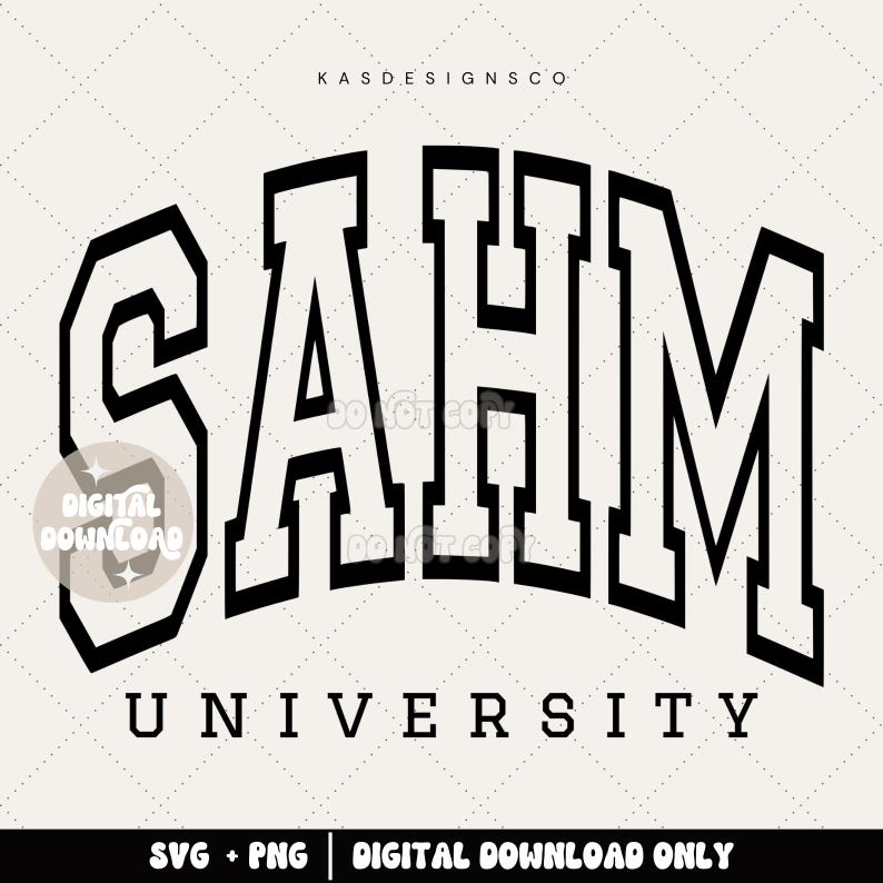 Peut inclure: Conception graphique en noir et blanc du texte "SAHM UNIVERSITY" dans une police de caract&egrave;res de style universitaire.