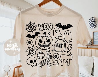 Boo Halloween doodles png | Halloween png | Bats png | Halloween svg | Halloween sublimation | Spooky season | Spooky vibes | Spooky weather