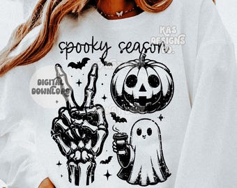 Spooky season svg, Spooky vibes png, Skeleton svg, Ghost svg, Pumpkin svg, Spooky season png, Halloween svg, Halloween graphic shirt, Pngs