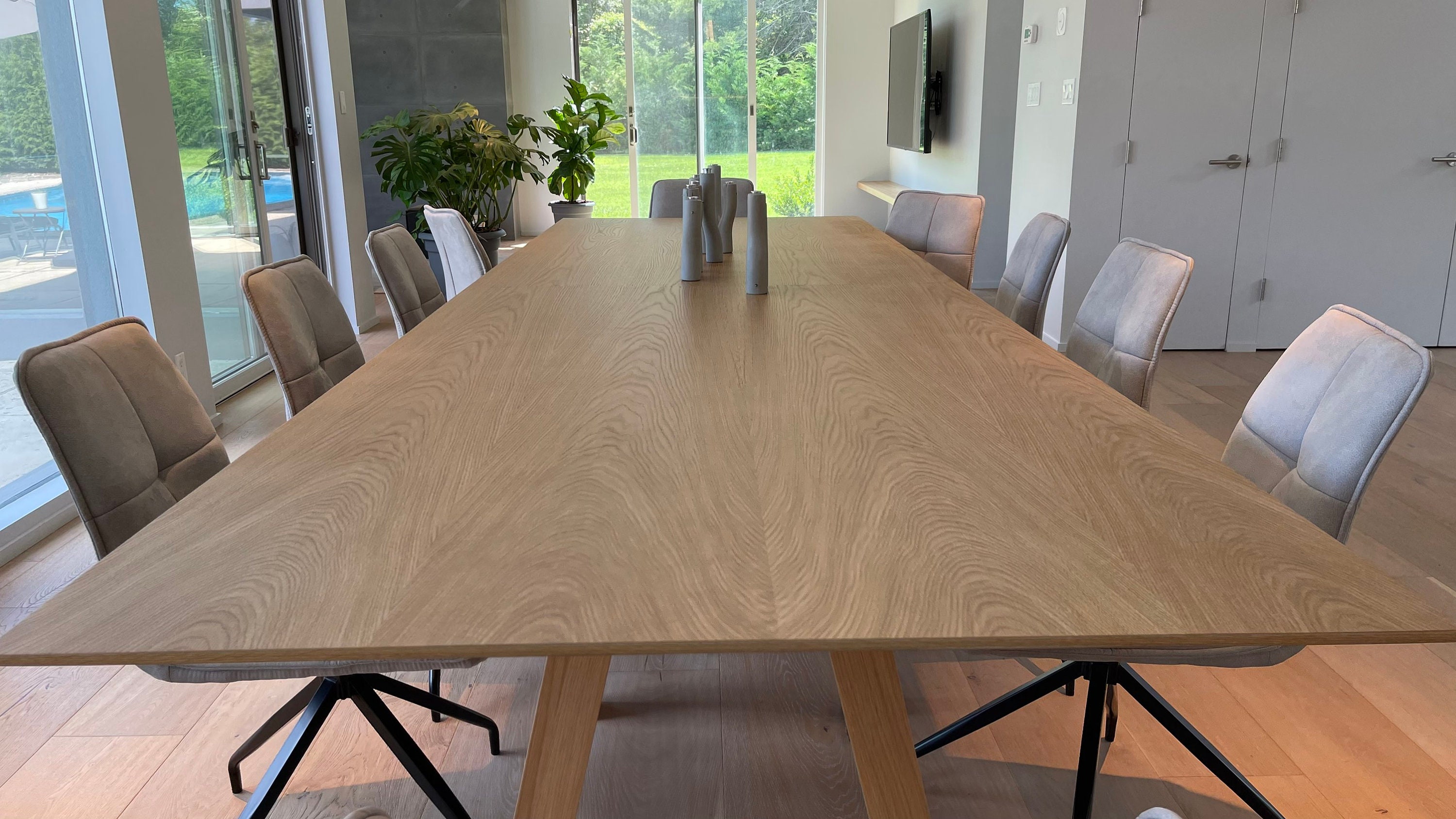 White Oak Veneer Plank Dining Table, Breakfast Table, or Conference