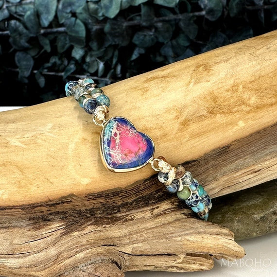 Emperor Stone Heart Bracelet Adjustable Turquoise Bead