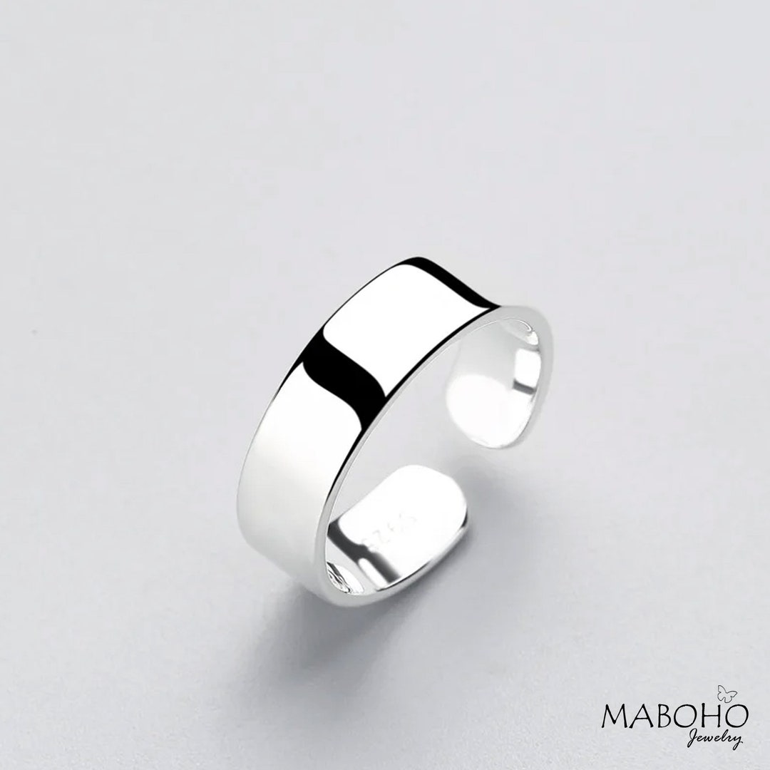 Wide Band Ring Adjustable 925 Sterling Silver Men's Women's Jewelry ...