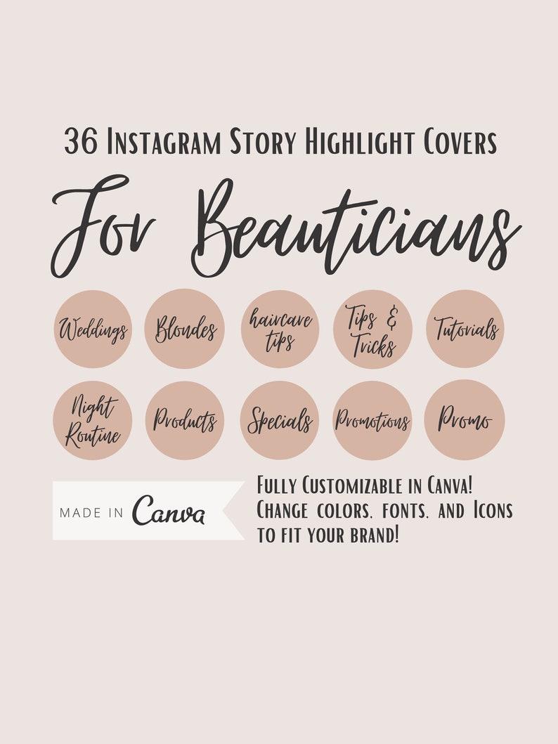 Beauty Instagram Story Highlight Covers Editable in Canva - Etsy