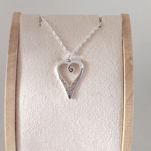 Large silver heart necklace, necklace with heart, heart pendant necklace, heart jewellery, anniversary gift for girlfriend, teacher gifts