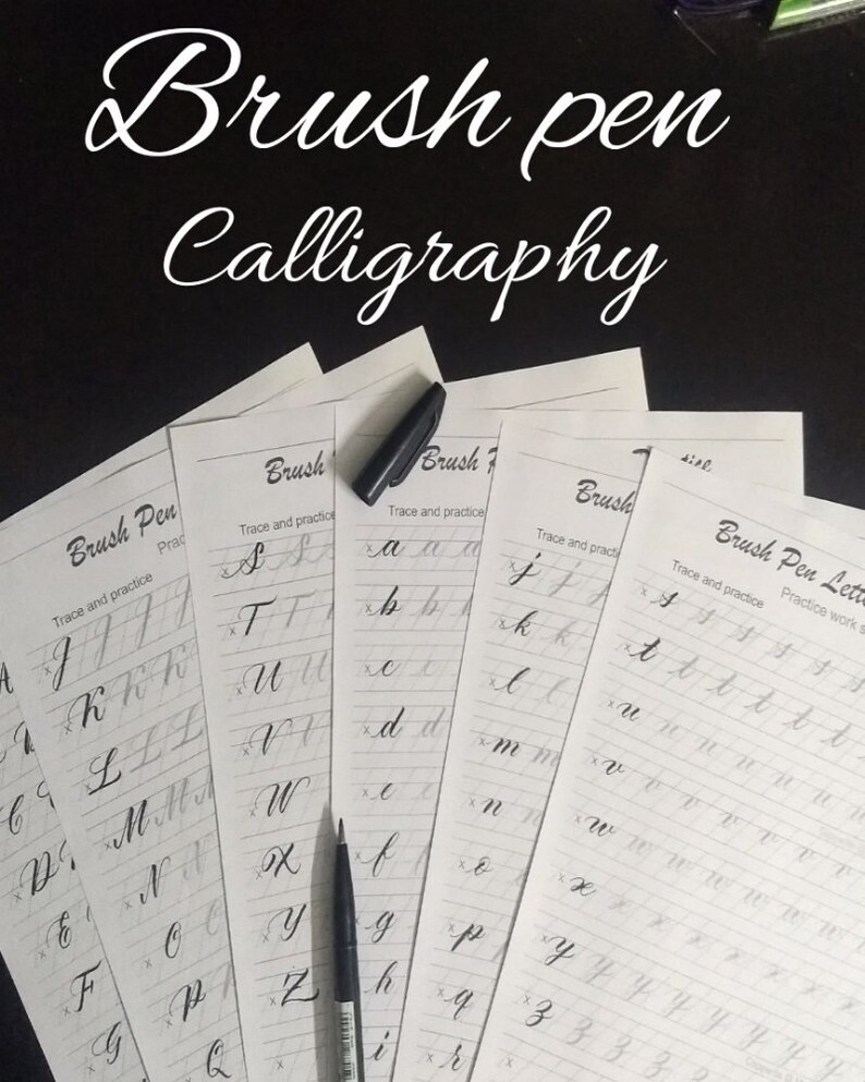 Brush Pen Lettering Printable Worksheets pdfs Easy to Trace and ...