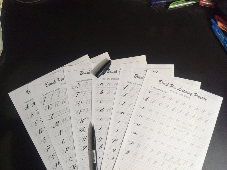 Brush Pen Lettering Printable Worksheets pdfs Easy to Trace and ...