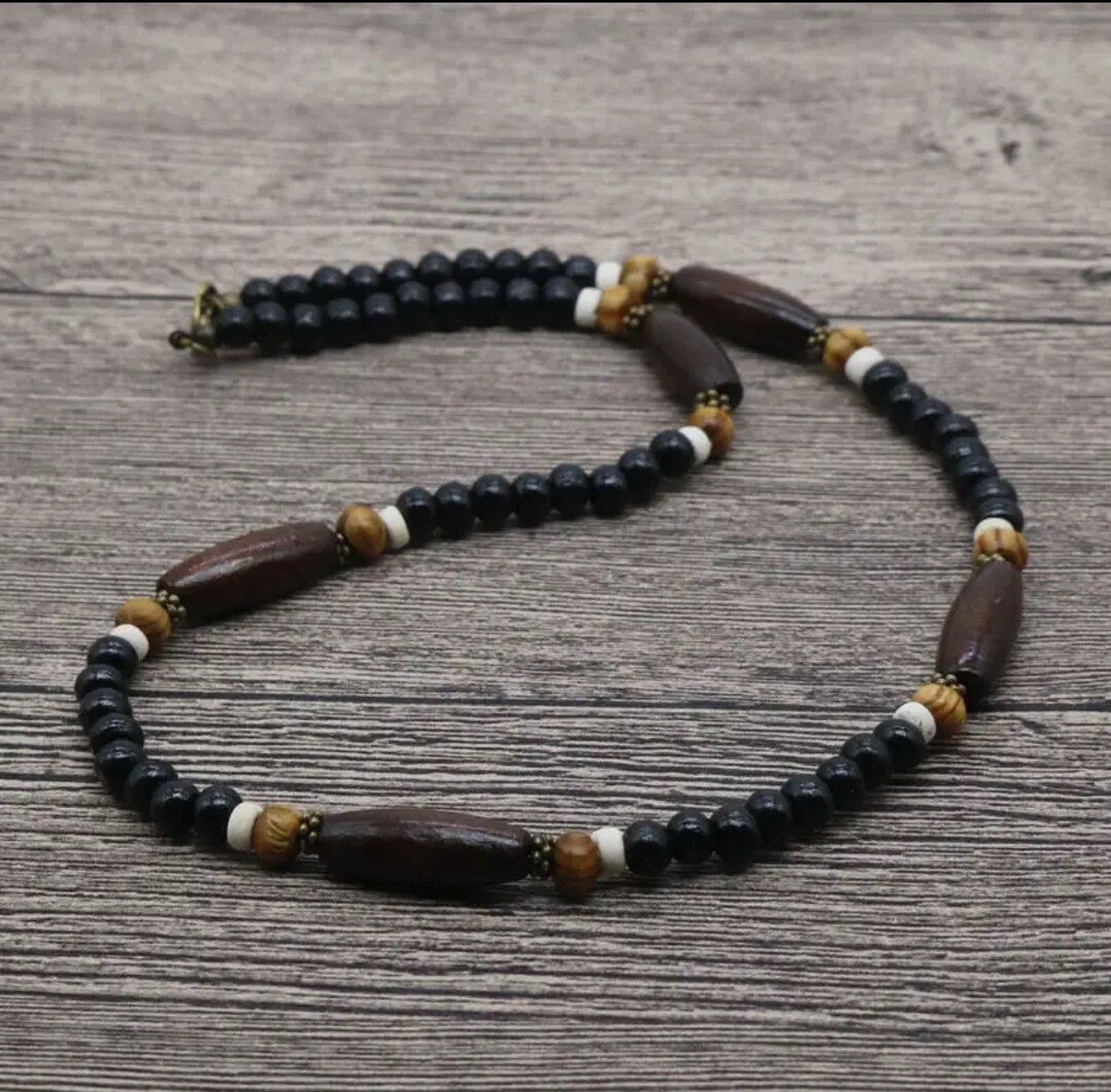 Coconut NECKLACE, MENS SURFER Necklace, Bohemian Choker, Wooden Bead