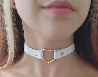 White choker with small heart