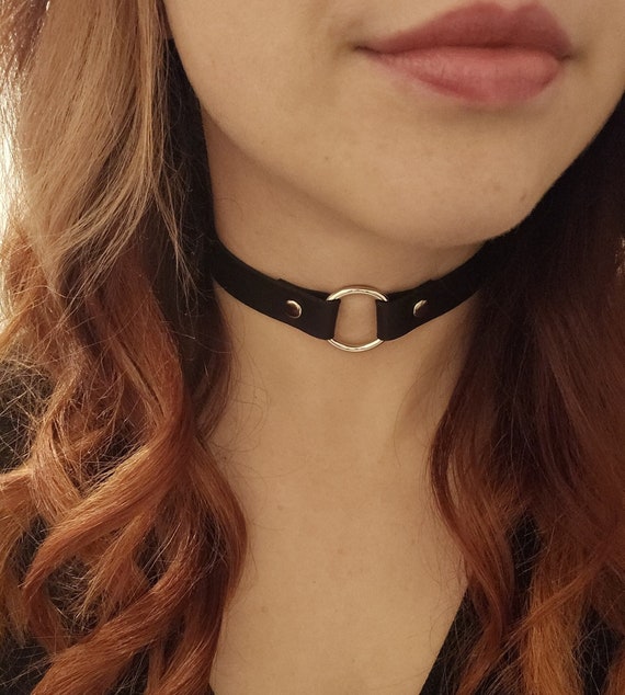 Black Choker With Small Ring - Etsy