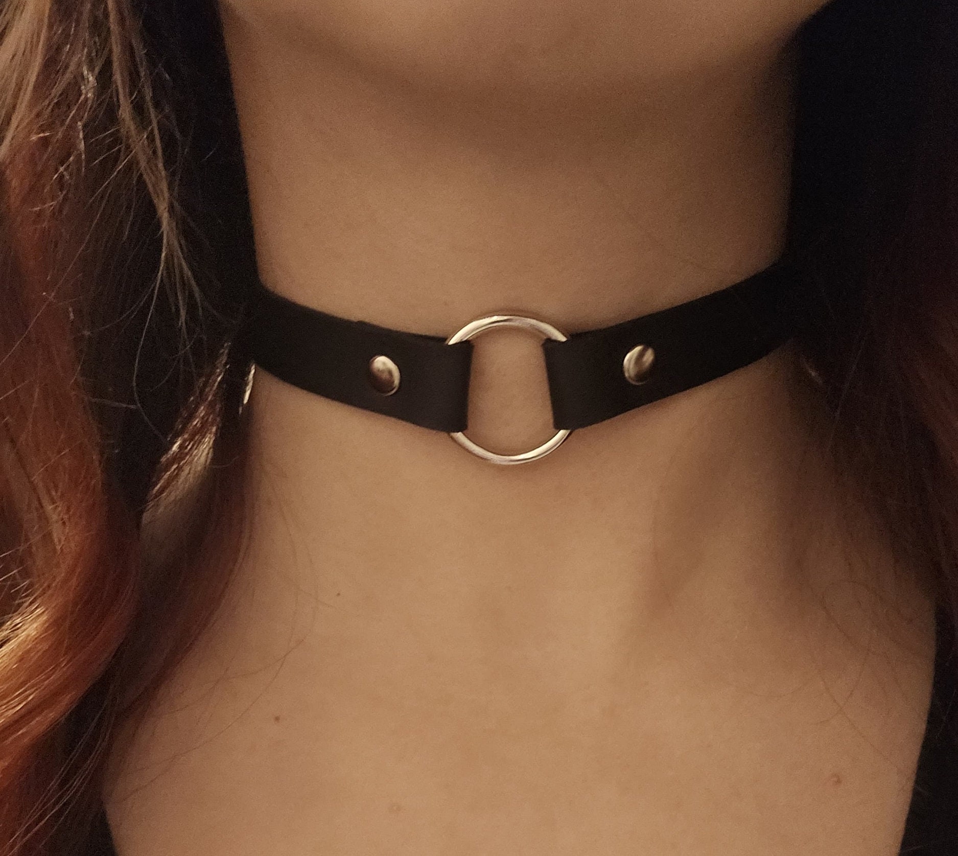 Black Choker With Small Ring - Etsy